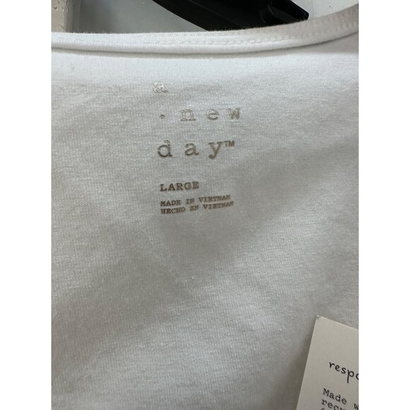 ⭐Womens Crop Top blouse Double Flutter Short Sleeve L Slim Fit White Cotton New - Picture 7 of 8